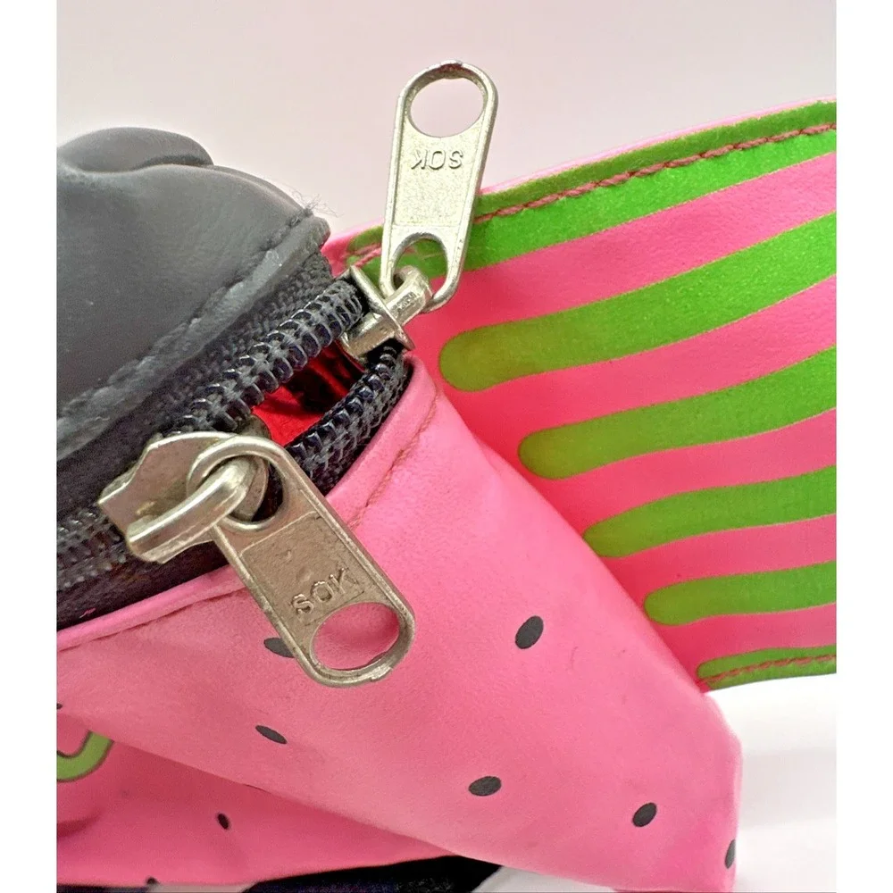 Vintage 1990s Girls Neon Pink Green Star Belt Bag Fanny Pack Youth Kids CDI